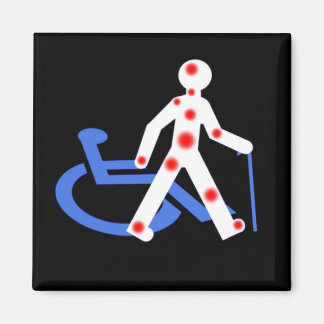 Badge Rond 5 Cm Porte-clefs Handicap invisible / V Magnet