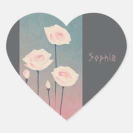 Badge Rond 5 Cm Roses, personalized Hjärtformat Klistermärke