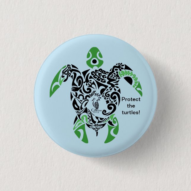 Badge Skydda sköldpaddorna! Cagou Stil Knapp (Framsida)