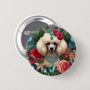 Badge White Pudel Art Knapp