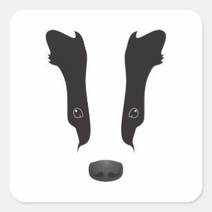 Badger Ansikte Silhouette Fyrkantigt Klistermärke