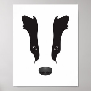 Badger Ansikte Silhouette Poster