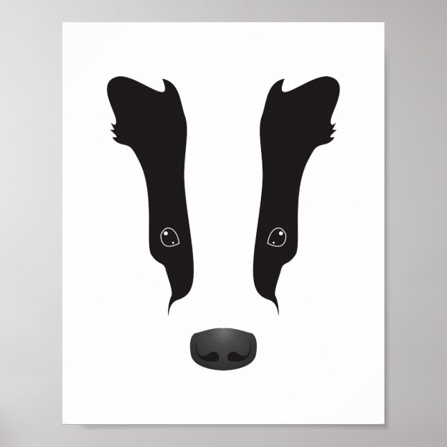 Badger Ansikte Silhouette Poster (Framsidan)