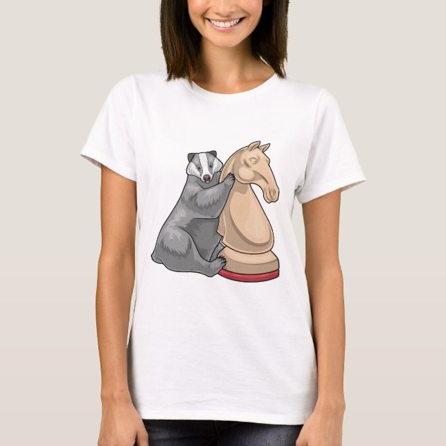 Badger Chess piece Knight Chess T Shirt (Framsida)
