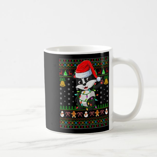 Badger Christmas Lights Funny Santa Ugly Sweaters  Kaffemugg (Höger)