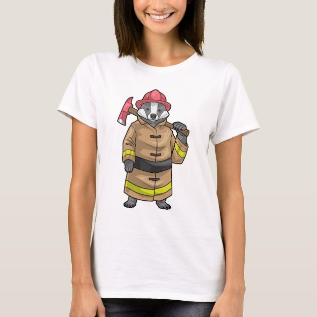 Badger Firefighter Ax Brandavdelning T Shirt (Framsida)