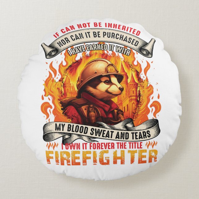 Badger Firefighter Rund Kudde (Framsidan)