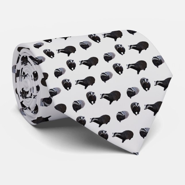Badger Frenzy Tie (Light Grått) Slips (Rullad)