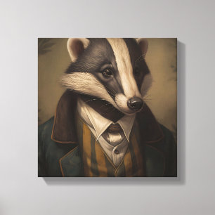 Badger i Kostym Djurart Djur i Kostym Canvastryck