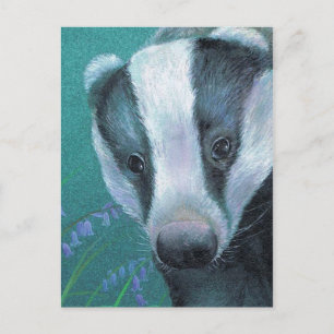 "Badger i skogen postkort Vykort