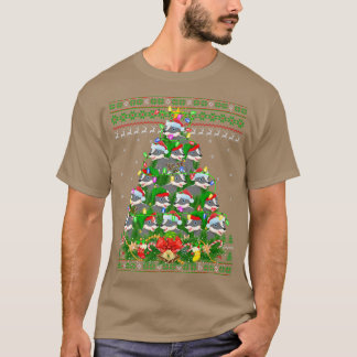 Badger Julafton Lighting Träd Santa Badger Ugly Kr T Shirt