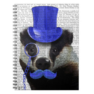 Badger med Blue Top hat och Mustache Anteckningsbok Med Spiral
