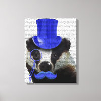Badger med Blue Top hat och Mustache