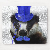 Badger med Blue Top hat och Mustache