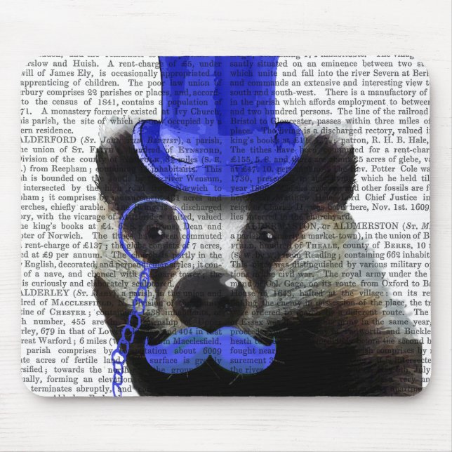 Badger med Blue Top hat och Mustache Musmatta (Framsidan)