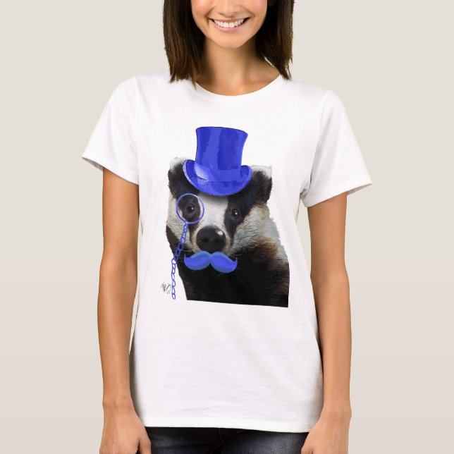 Badger med Blue Top hat och Mustache Tee (Framsida)