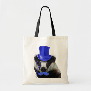 Badger med Blue Top hat och Mustache Tygkasse