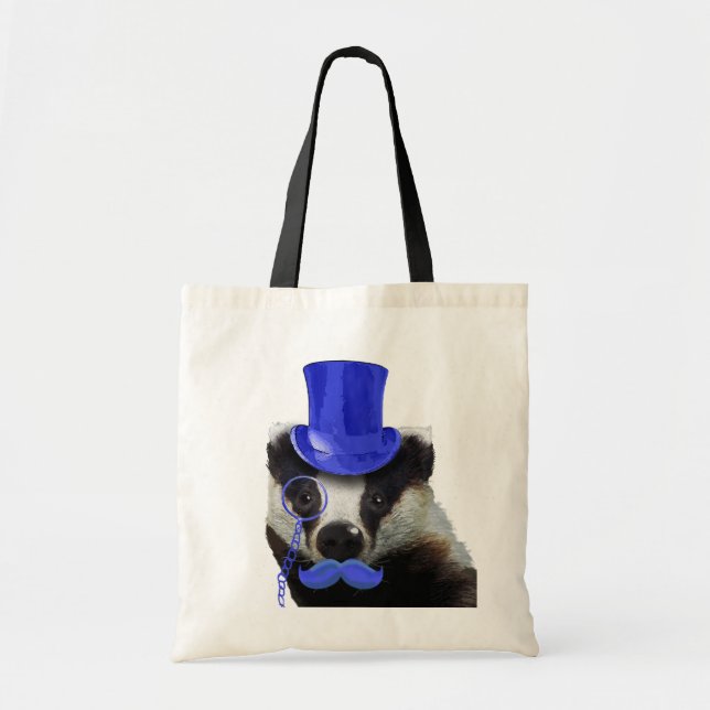Badger med Blue Top hat och Mustache Tygkasse (Framsidan)
