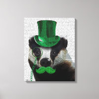 Badger med Grönt Top hat och Mustache