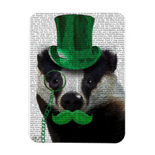 Badger med Grönt Top hat och Mustache Magnet