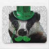 Badger med Grönt Top hat och Mustache