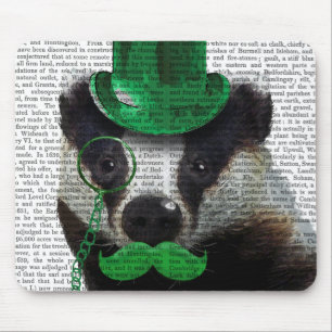 Badger med Grönt Top hat och Mustache Musmatta