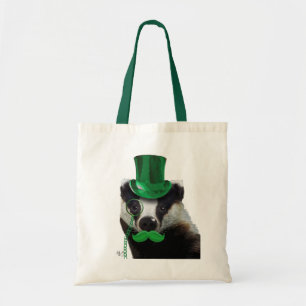 Badger med Grönt Top hat och Mustache Tygkasse