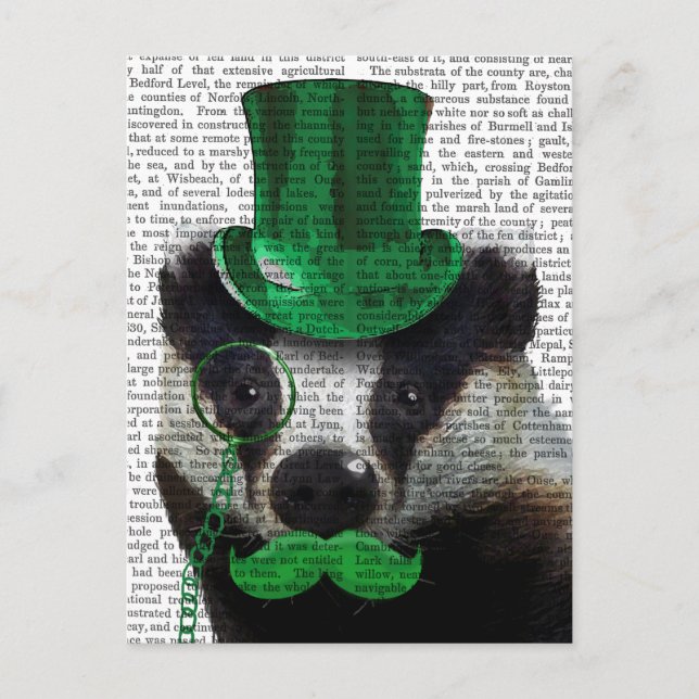 Badger med Grönt Top hat och Mustache Vykort (Framsida)