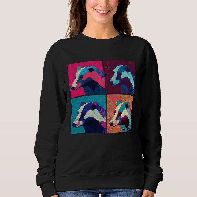 Badger Pop Illustration Colorful Animal Women Men  T Shirt (Framsida)