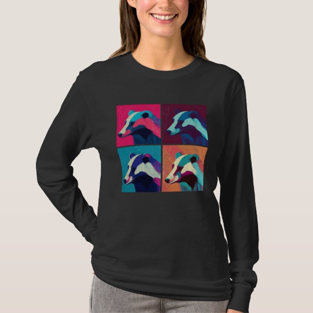 Badger Pop Illustration Colorful Animal Women Men  T Shirt (Framsida)