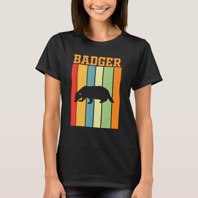 Badger Shadow Silhouette i Retro Färg T Shirt (Framsida)