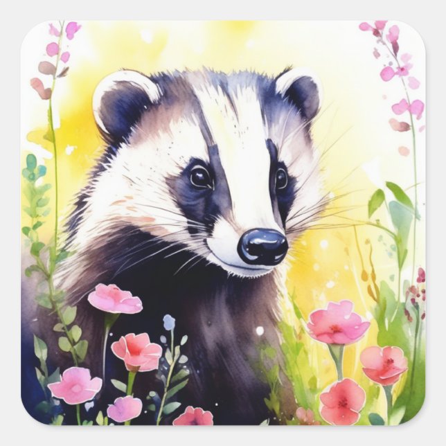 Badger Stickers Fyrkantigt Klistermärke (Framsida)