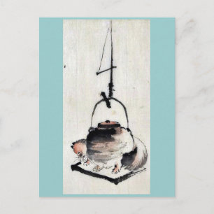 Badger tea kettle Ukiyoe Vykort