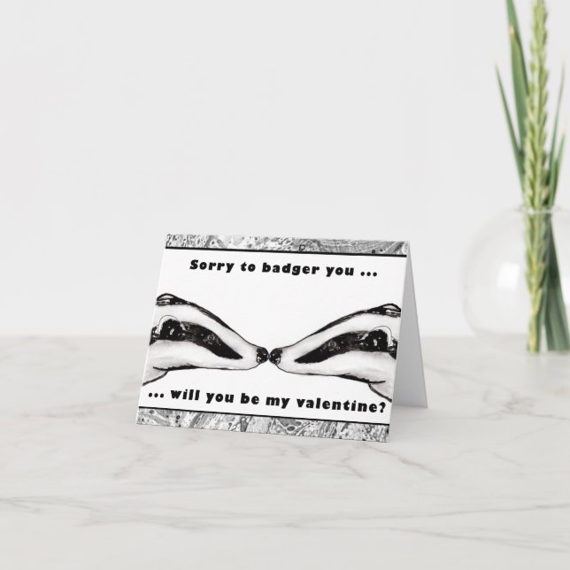 Badger valentines day-kort (a109) helgkort (Framsida)