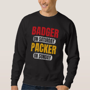 Badgerr på lördagspaket på Vintagen Söndag Lång Ärmad Tröja