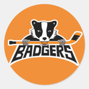 Badgers Hockey Logotyp Runt Klistermärke