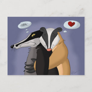 Badgers in Kärlek vycard Vykort