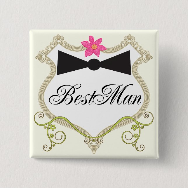 Badges för BestMan BowTie Bröllop Knapp (Framsida)