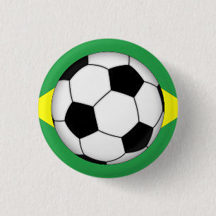 Badges för den brasilianska Flagga - fotbolls-ball Knapp
