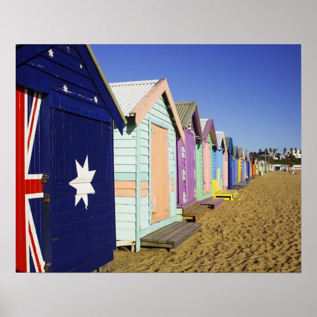 Badhytter, Middle Brighton Beach, Port Poster (Framsidan)