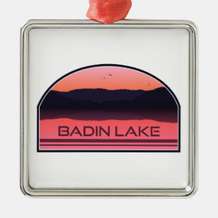 Badin Lake North Carolina Röd soluppgång Julgransprydnad Metall