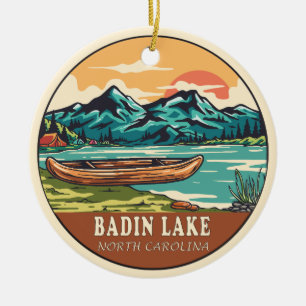 Badin Sjö North Carolina Boating Fishemblem Julgransprydnad Keramik
