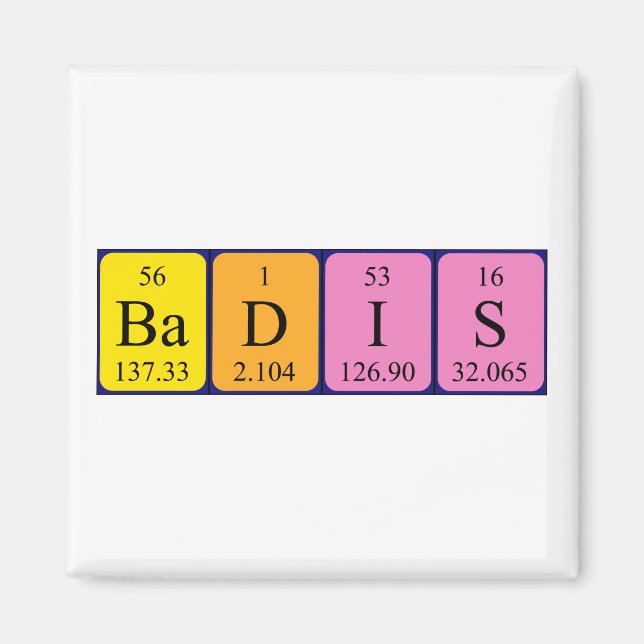 Badis Periodisk magnet bord namn (Framsidan)