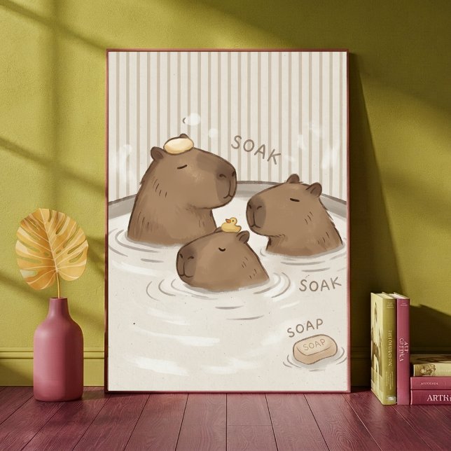 Badkar Capybara Badtid Söt Djur väggkonst (Skapare uppladdad)