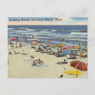 Badkar, Salisbury, Mass Antique Beach Scene Vykort
