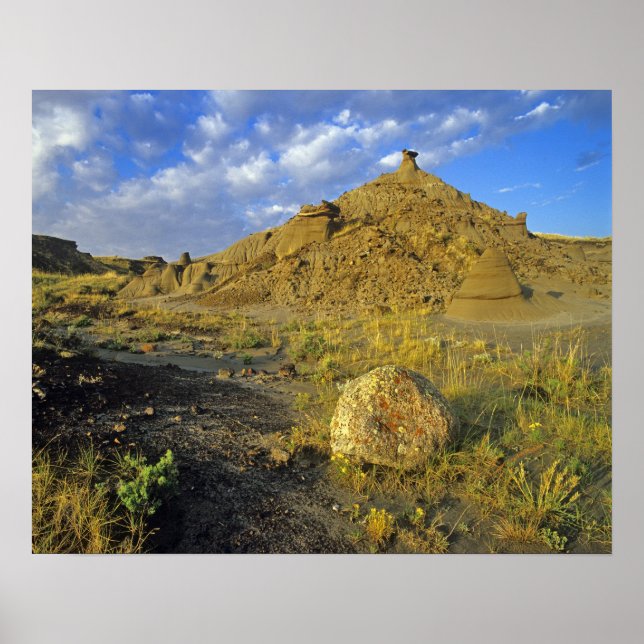 Badlands-formationer i Dinosaur Provincial Park Poster (Framsidan)