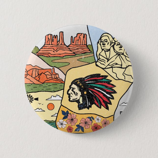 Badlands Mt Rushmore Black Backe South Dakota Kart Knapp (Framsida)