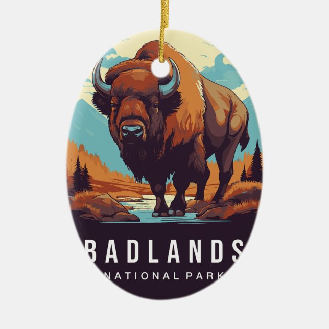 BADLANDS NATIONAL PARK PRYDNADSFOREMÅL JULGRANSPRYDNAD KERAMIK (Framsidan)