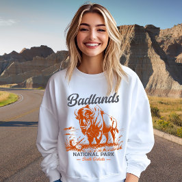 Badlands National Park Retro Bison Artwork Gift T Shirt