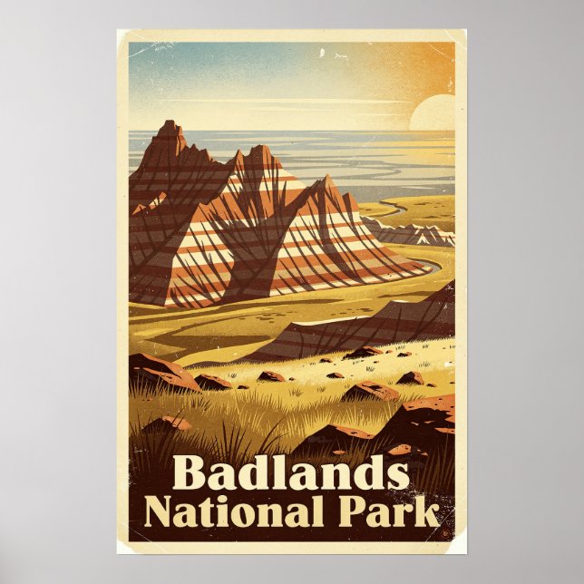 Badlands National Park Retro Poster (Framsidan)
